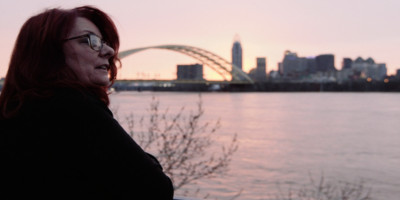 Scarlet Hudson looking over the river to Cincinnati